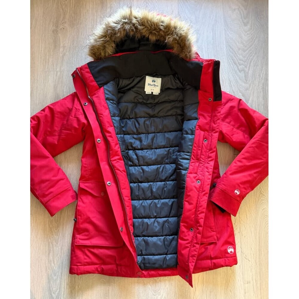 Men's Winter Long Red Parka Jacket - Size M